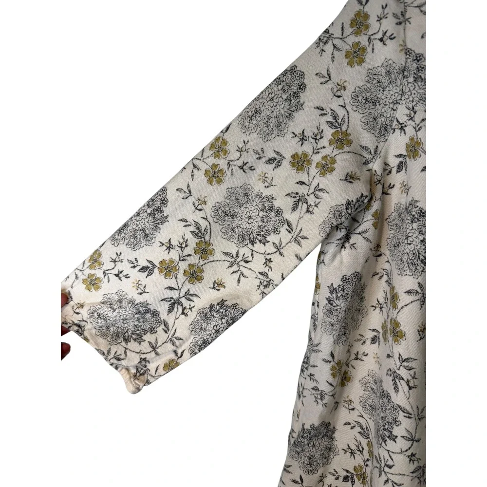 Bonpoint Girls Floral Cotton Wool Empire Waist Dress Cream Olive Size 12